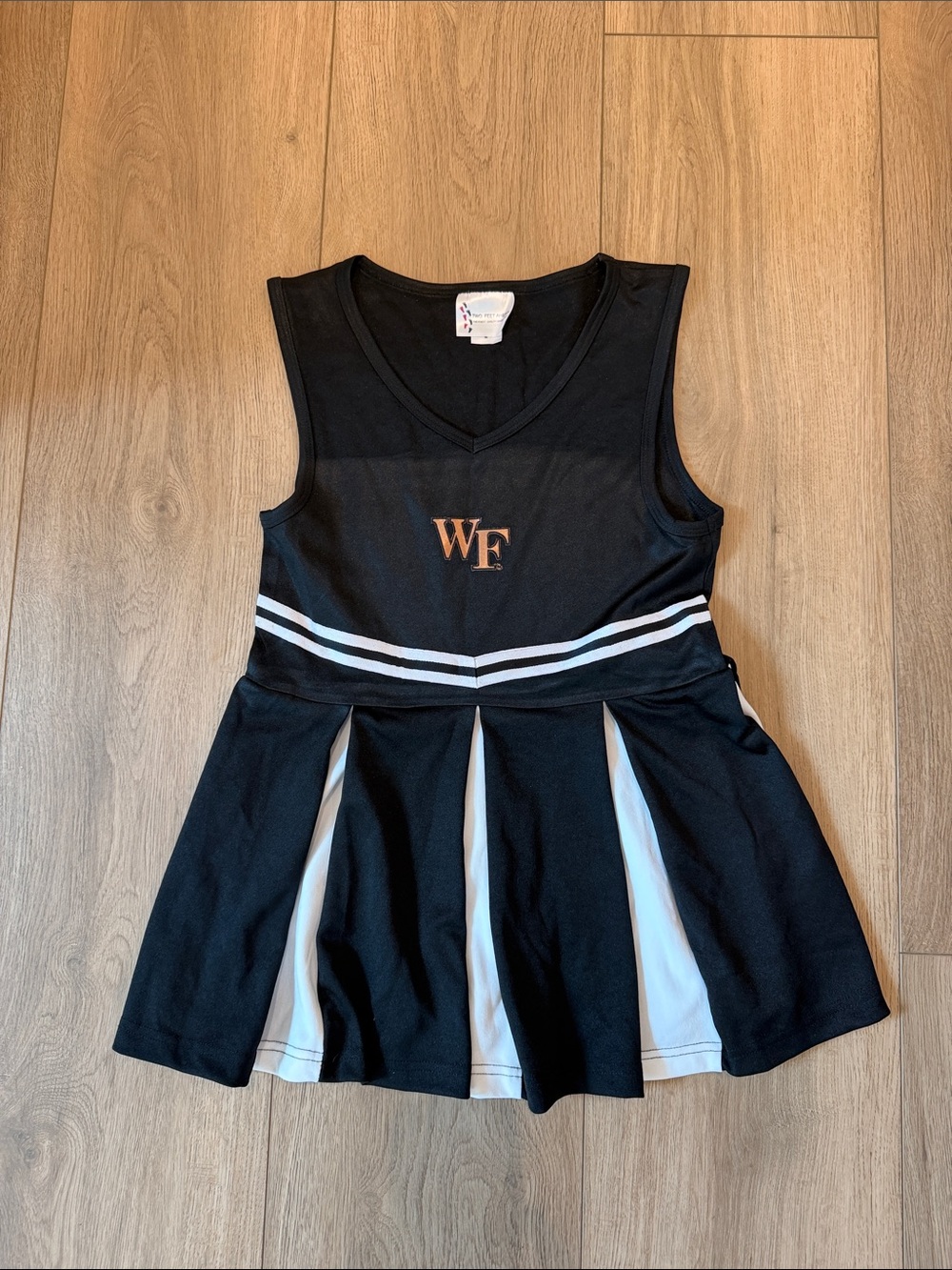 Black Wake Forest Logo Pleated Cheer Dress for Kids
